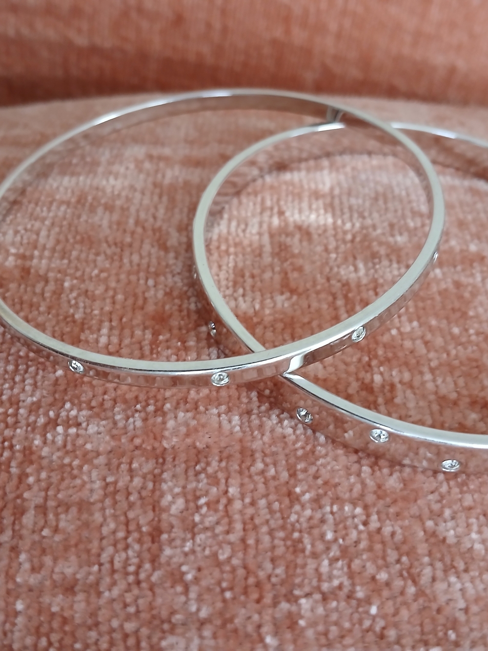 Set of 2 Signed Swarovski Crystal Brand Silver Toned Bangle Bracelets